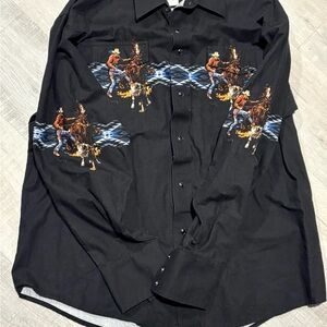 Wrangler Black Cowboy Graphic Men's Shirt